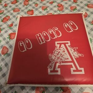 Vintage Arkansas Razorbacks Stadium Cushion Retro Ckassic Red Excellent Go Hogs